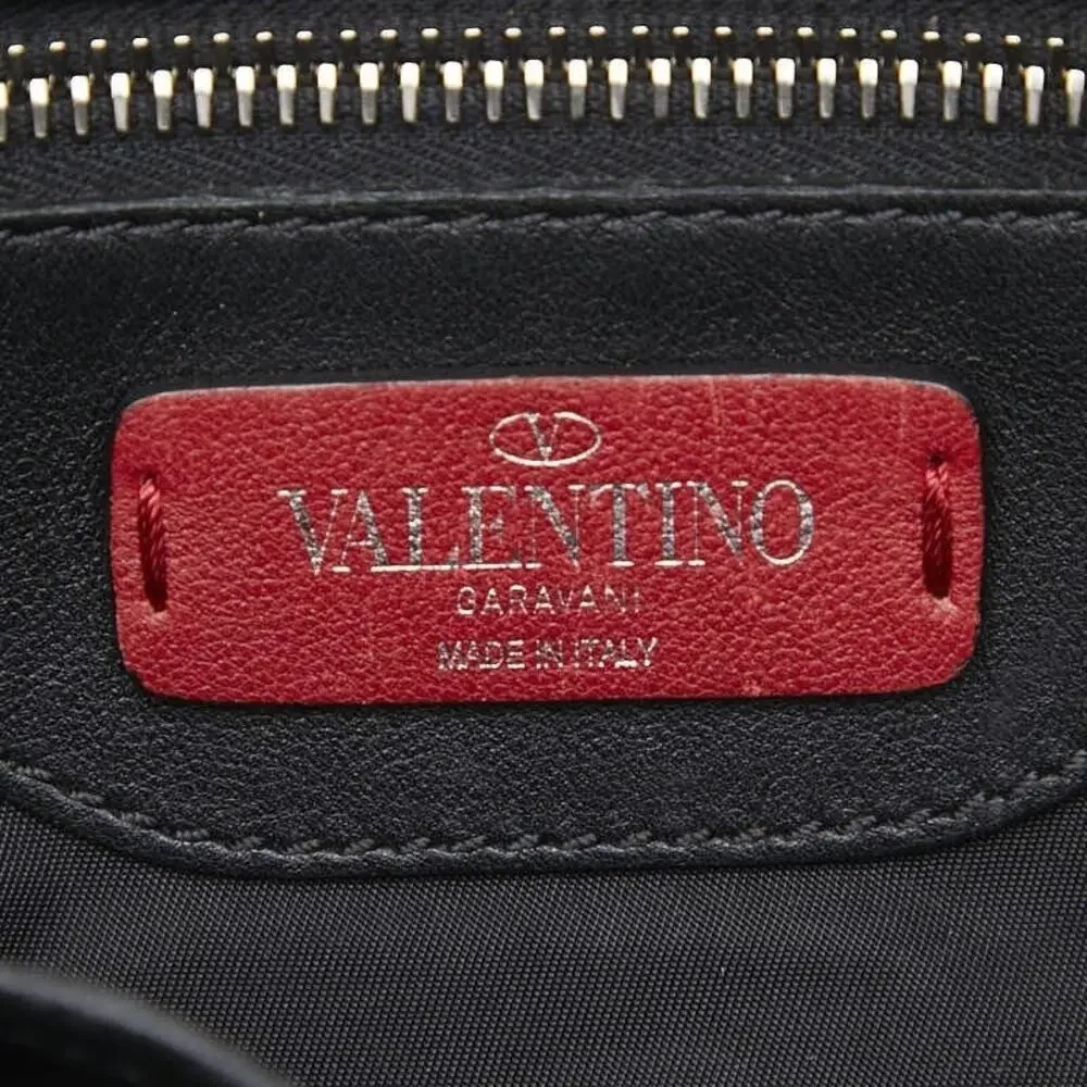 Valentino Nylon Logo Studs Shoulder Bag Black